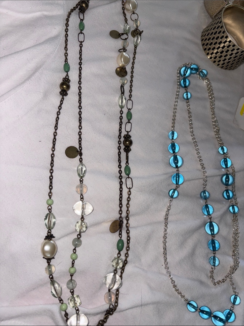 Nine West Blue & Green Layered Bead Necklace Set